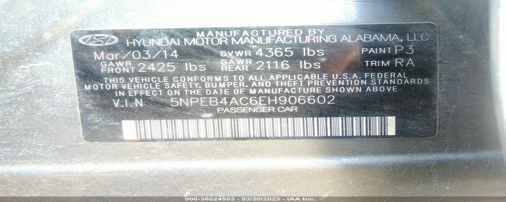 5NPEB4AC6EH906602 2014 HYUNDAI SONATA photo no. 9