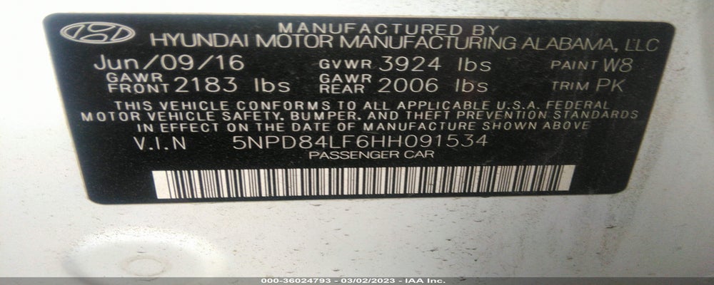 5NPD84LF6HH091534 2017 HYUNDAI ELANTRA photo no. 9