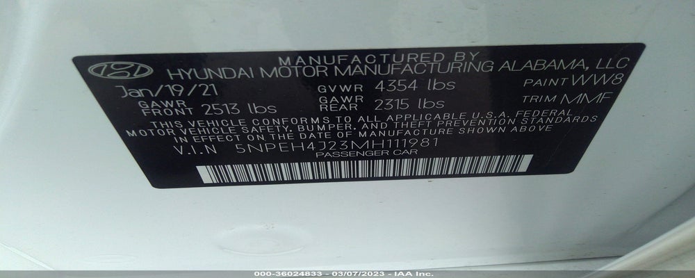 5NPEH4J23MH111981 2021 HYUNDAI SONATA photo no. 9