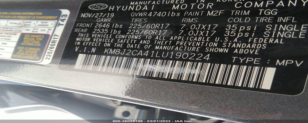KM8J2CA41LU190224 2020 HYUNDAI TUCSON photo no. 9