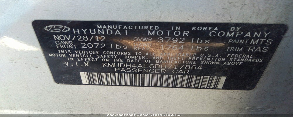 KMHDH4AE6DU717864 2013 HYUNDAI ELANTRA photo no. 9