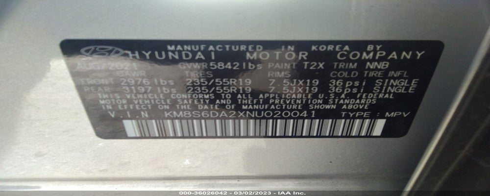 KM8S6DA2XNU020041 2022 HYUNDAI SANTA FE PLUG-IN HYBRID photo no. 9