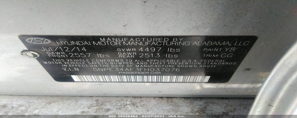 5NPE34AF3FH037076 2015 HYUNDAI SONATA photo no. 9