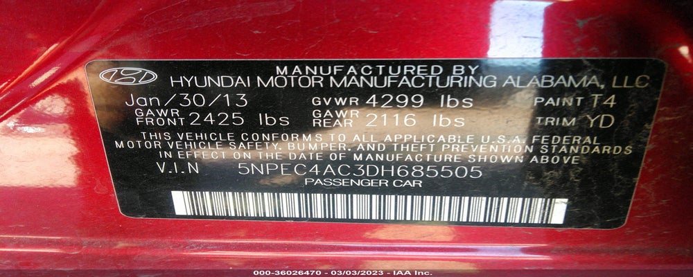 5NPEC4AC3DH685505 2013 HYUNDAI SONATA photo no. 9