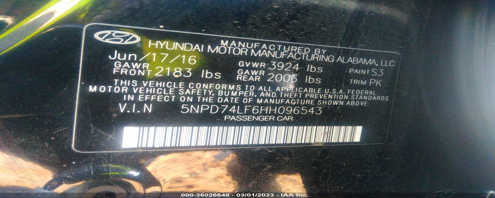 5NPD74LF6HH096543 2017 HYUNDAI ELANTRA photo no. 9
