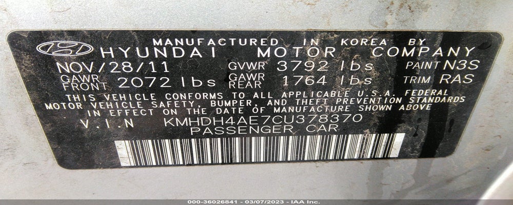 KMHDH4AE7CU378370 2012 HYUNDAI ELANTRA photo no. 9