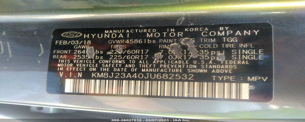 KM8J23A40JU682532 2018 HYUNDAI TUCSON photo no. 9