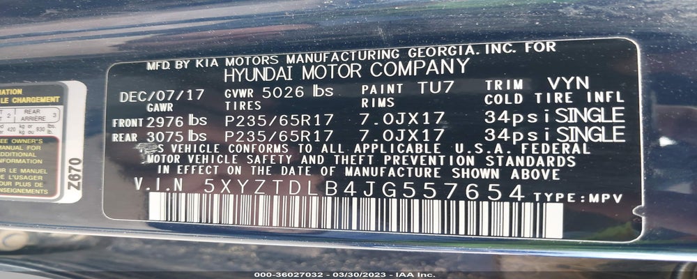 5XYZTDLB4JG557654 2018 HYUNDAI SANTA FE SPORT photo no. 9