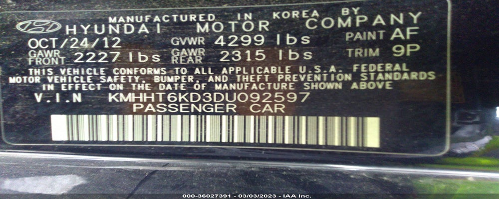 KMHHT6KD3DU092597 2013 HYUNDAI GENESIS COUPE photo no. 9