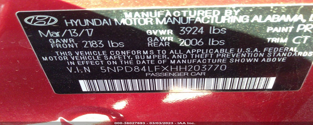 5NPD84LFXHH203770 2017 HYUNDAI ELANTRA photo no. 9