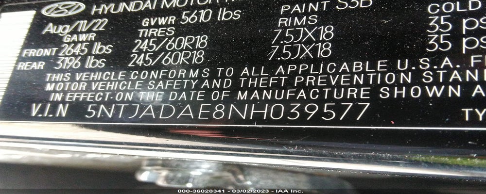 5NTJADAE8NH039577 2022 HYUNDAI SANTA CRUZ photo no. 9