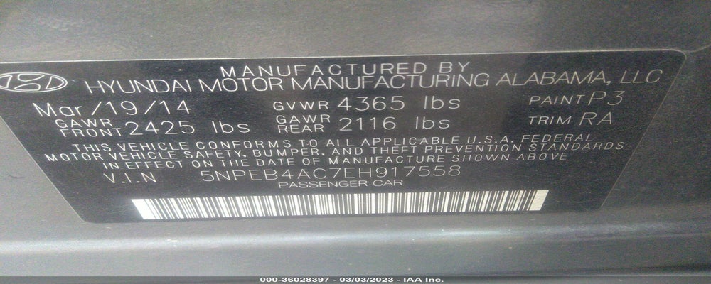 5NPEB4AC7EH917558 2014 HYUNDAI SONATA photo no. 9