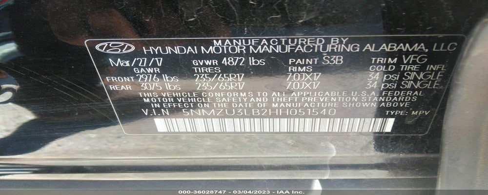 5NMZU3LB2HH051540 2017 HYUNDAI SANTA FE SPORT photo no. 9