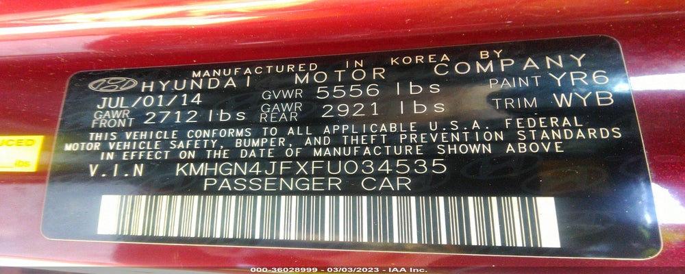 KMHGN4JFXFU034535 2015 HYUNDAI GENESIS photo no. 9