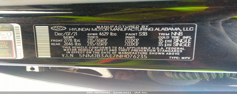 5NMJB3AE7NH076235 2022 HYUNDAI TUCSON photo no. 9