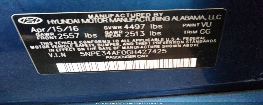5NPE34AF0GH427425 2016 HYUNDAI SONATA photo no. 9