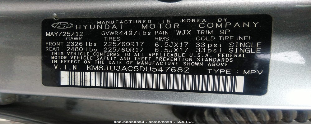 KM8JU3AC5DU547682 2013 HYUNDAI TUCSON photo no. 9