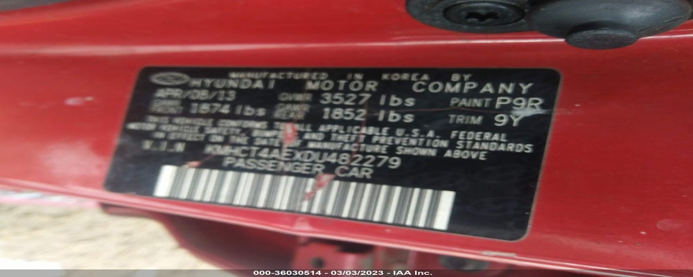 KMHCT4AEXDU482279 2013 HYUNDAI ACCENT photo no. 9