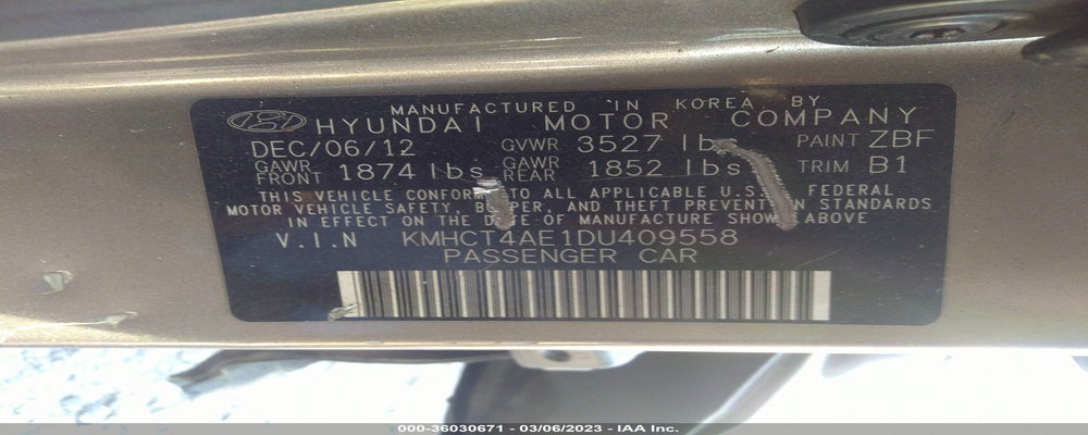 KMHCT4AE1DU409558 2013 HYUNDAI ACCENT photo no. 9