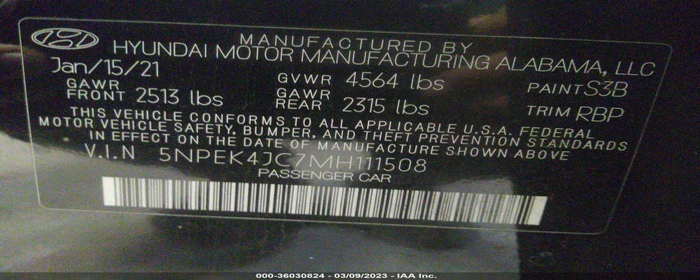 5NPEK4JC7MH111508 2021 HYUNDAI SONATA photo no. 9