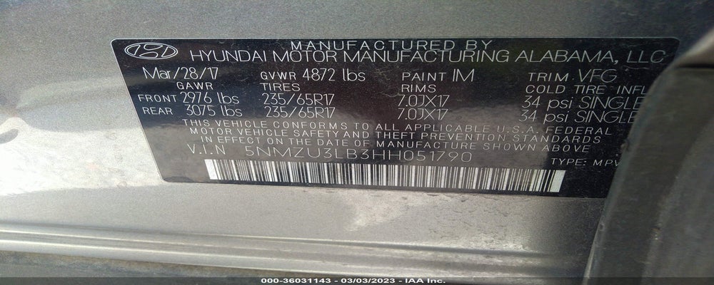5NMZU3LB3HH051790 2017 HYUNDAI SANTA FE SPORT photo no. 9