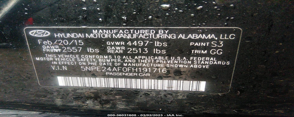 5NPE24AF0FH191716 2015 HYUNDAI SONATA photo no. 9