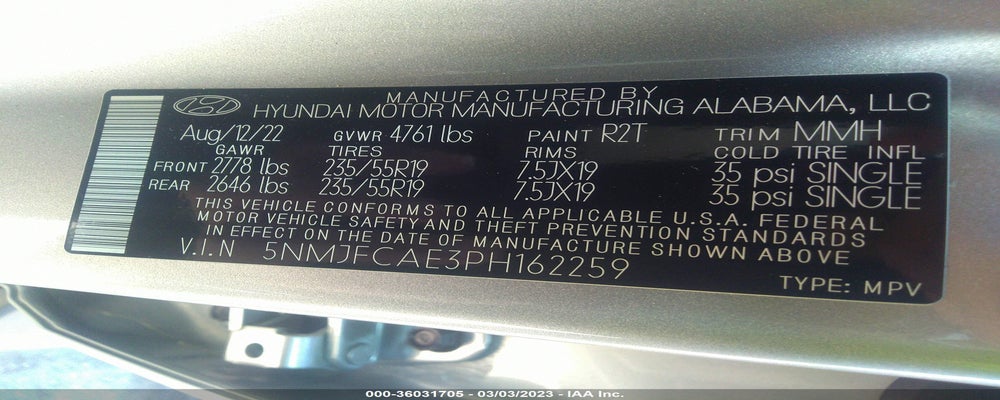 5NMJFCAE3PH162259 2023 HYUNDAI TUCSON photo no. 9
