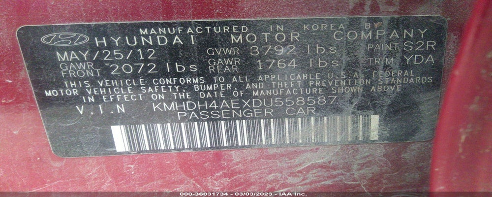 KMHDH4AEXDU558587 2013 HYUNDAI ELANTRA photo no. 9