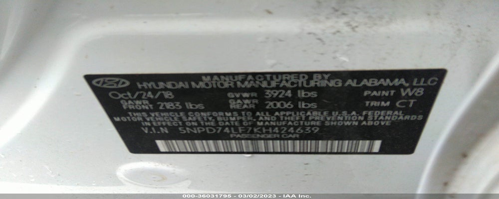 5NPD74LF7KH424639 2019 HYUNDAI ELANTRA photo no. 9