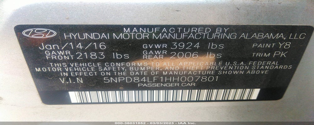 5NPD84LF1HH007801 2017 HYUNDAI ELANTRA photo no. 9
