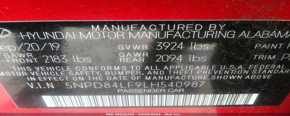 5NPD84LF9LH540987 2020 HYUNDAI ELANTRA photo no. 9