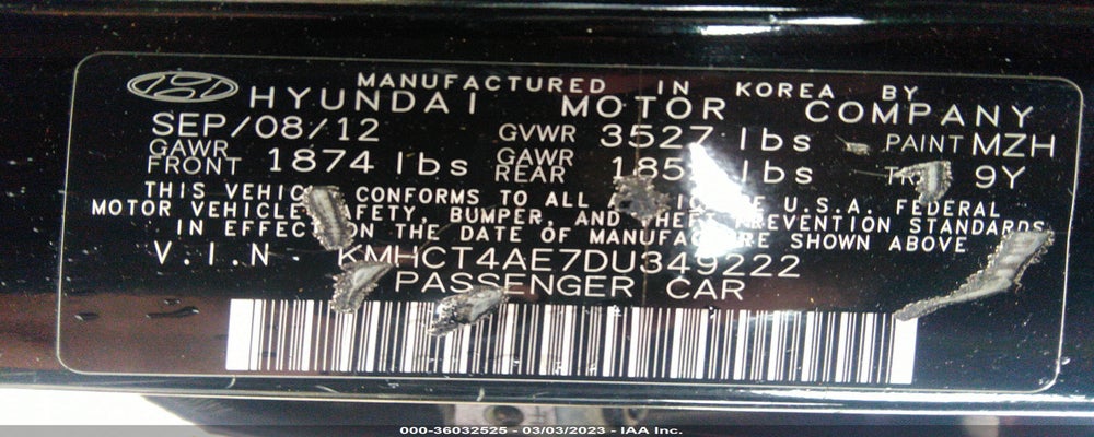 KMHCT4AE7DU349222 2013 HYUNDAI ACCENT photo no. 9