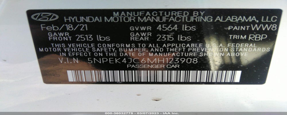 5NPEK4JC6MH123908 2021 HYUNDAI SONATA photo no. 9