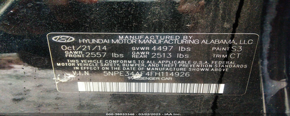 5NPE34AF4FH114926 2015 HYUNDAI SONATA photo no. 9