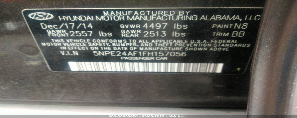 5NPE24AF1FH157056 2015 HYUNDAI SONATA photo no. 9