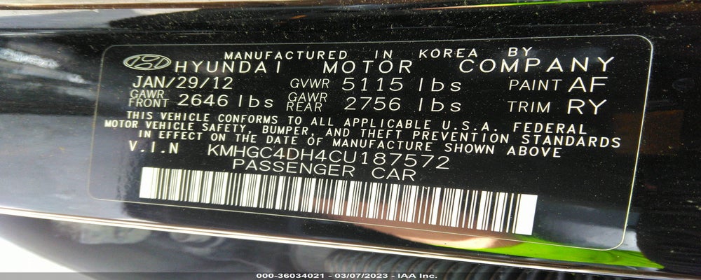 KMHGC4DH4CU187572 2012 HYUNDAI GENESIS photo no. 9