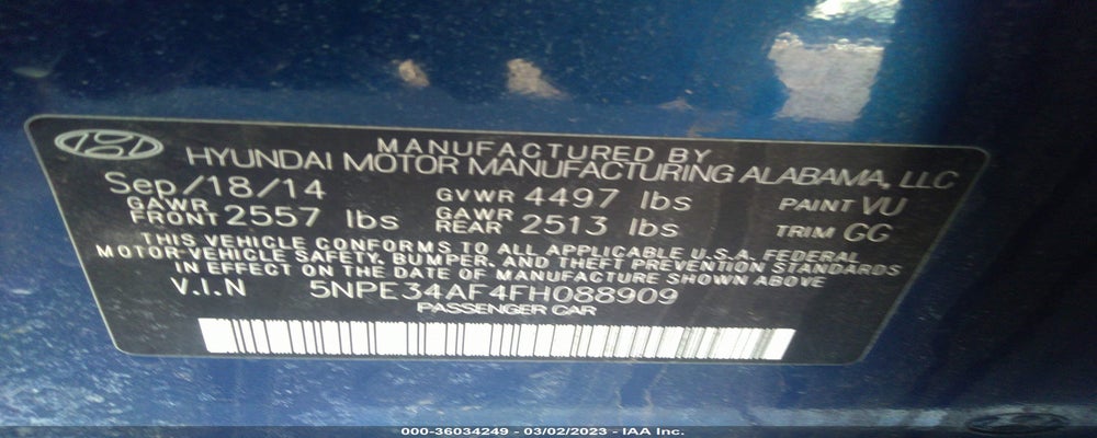 5NPE34AF4FH088909 2015 HYUNDAI SONATA photo no. 9