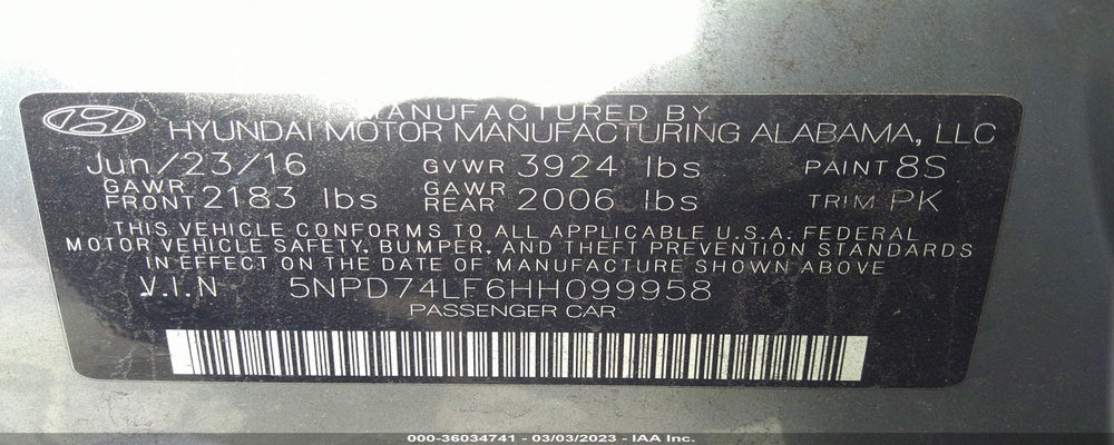 5NPD74LF6HH099958 2017 HYUNDAI ELANTRA photo no. 9
