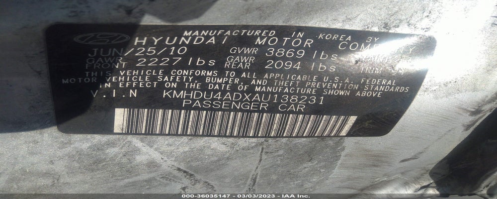 KMHDU4ADXAU138231 2010 HYUNDAI ELANTRA photo no. 9