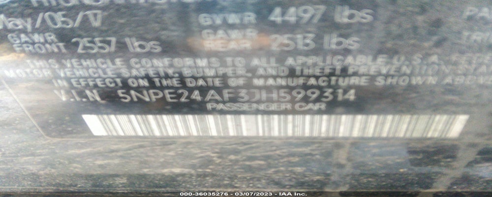 5NPE24AF3JH599314 2018 HYUNDAI SONATA photo no. 9
