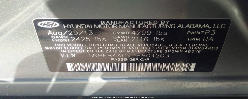 5NPEB4ACXDH804203 2013 HYUNDAI SONATA photo no. 9