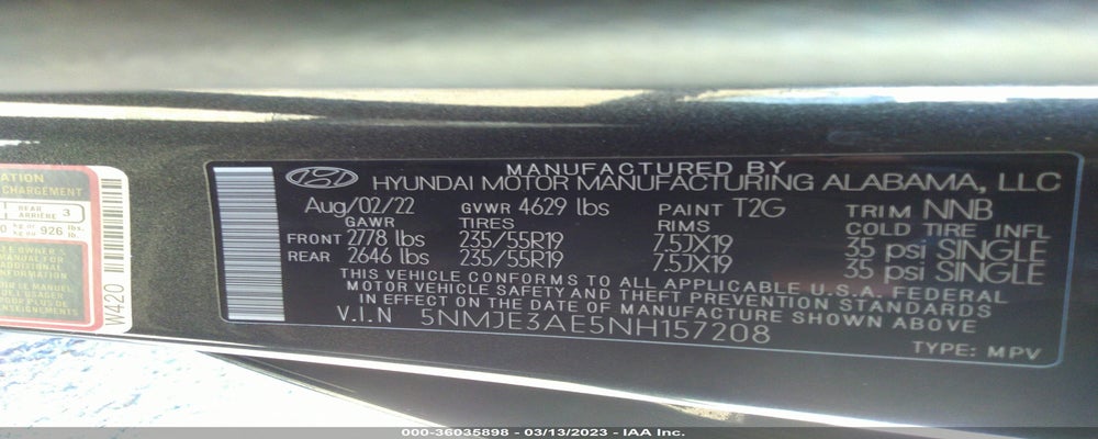 5NMJE3AE5NH157208 2022 HYUNDAI TUCSON photo no. 9