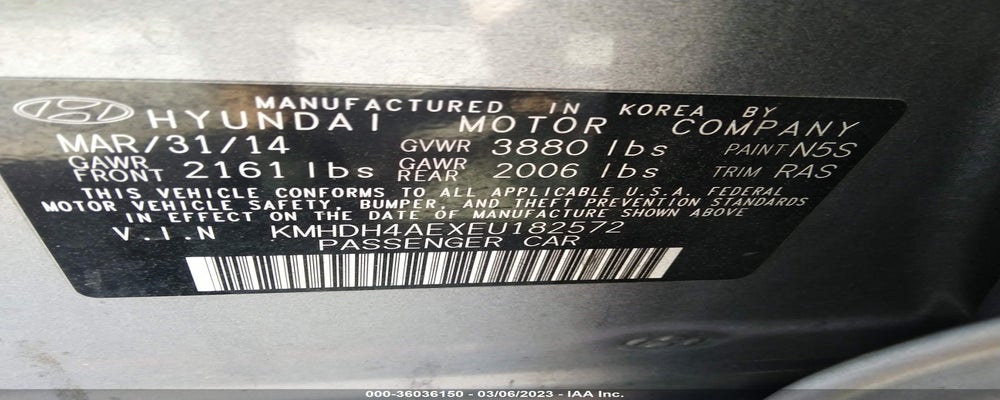 KMHDH4AEXEU182572 2014 HYUNDAI ELANTRA photo no. 9