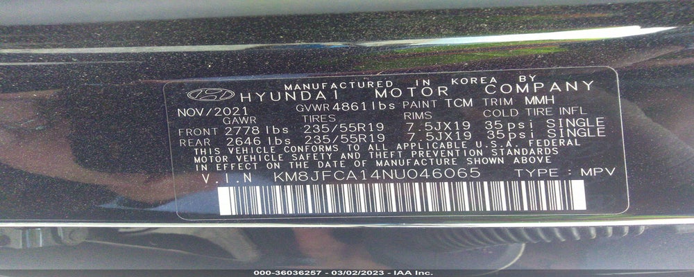 KM8JFCA14NU046065 2022 HYUNDAI TUCSON HYBRID photo no. 9