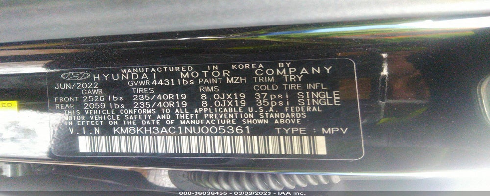 KM8KH3AC1NU005361 2022 HYUNDAI KONA N photo no. 9