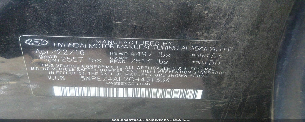 5NPE24AF2GH431334 2016 HYUNDAI SONATA photo no. 9