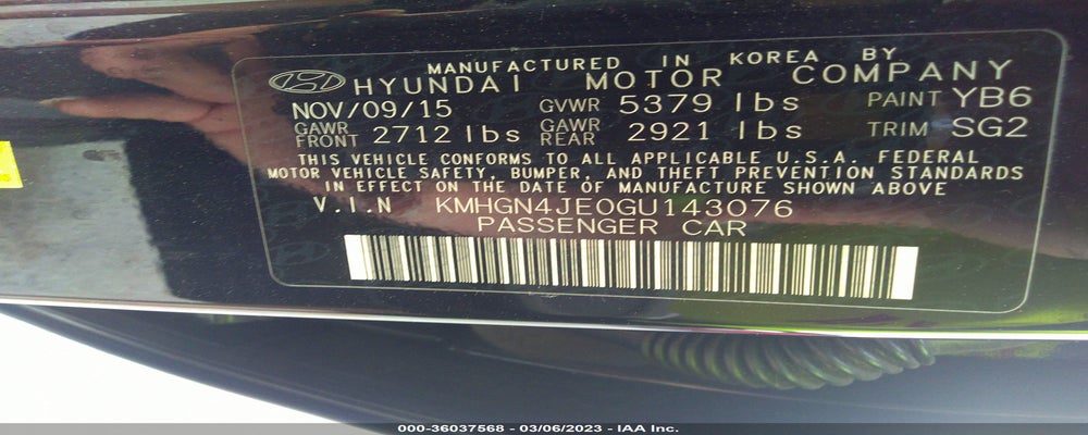 KMHGN4JE0GU143076 2016 HYUNDAI GENESIS photo no. 9