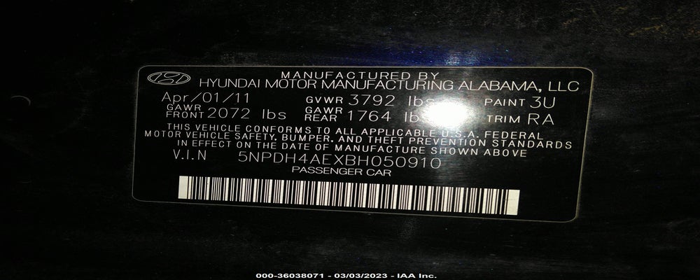 5NPDH4AEXBH050910 2011 HYUNDAI ELANTRA photo no. 9