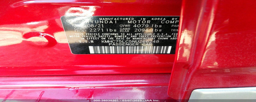 KMHC75LC5NU266248 2022 HYUNDAI IONIQ photo no. 9