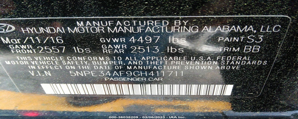 5NPE34AF9GH411711 2016 HYUNDAI SONATA photo no. 9